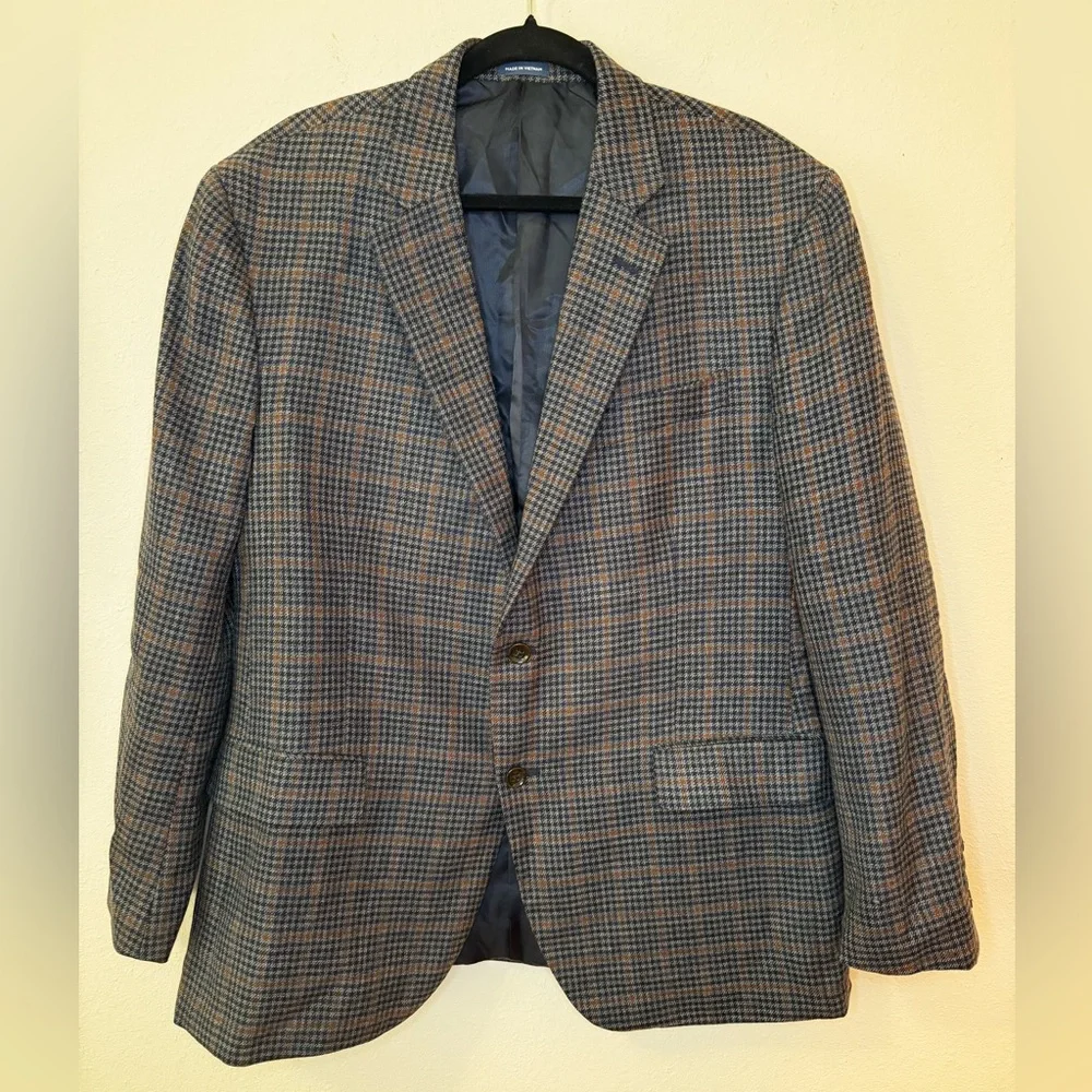 Stafford Men’s Suit Jacket/Sport Coat/Blazer Blue/Brown Plaid 44R